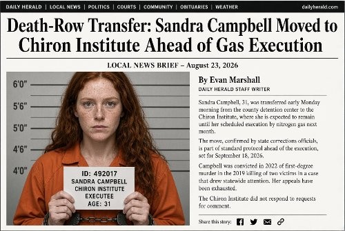 Death-Row Transfer: Sandra Campbell Moved to Chiron Institute Ahead of Gas Execution