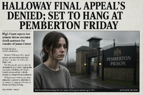 HALLOWAY FINAL APPEAL’S DENIED; SET TO HANG AT PEMBERTON FRIDAY